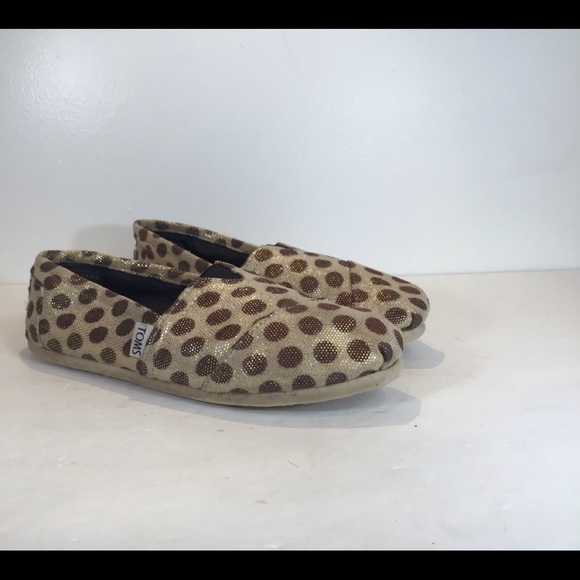 TOMS POLKA DOT METALLIC SLIP ON FLATS SZ 7.5 - Picture 1 of 12